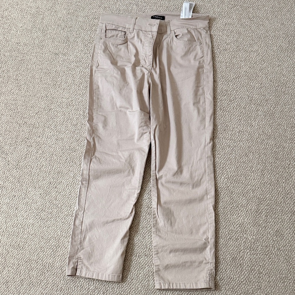 Casual Beige Cropped Pants Caroll Paris